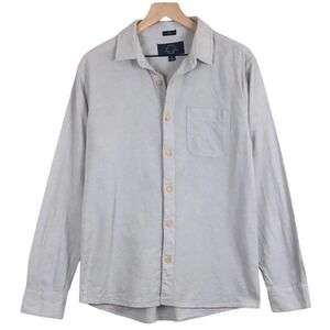 EVEN TIDE Brushed Linen Cotton Slim Fit Button Up Shirt Men's Sz M Grey Soft L/S
